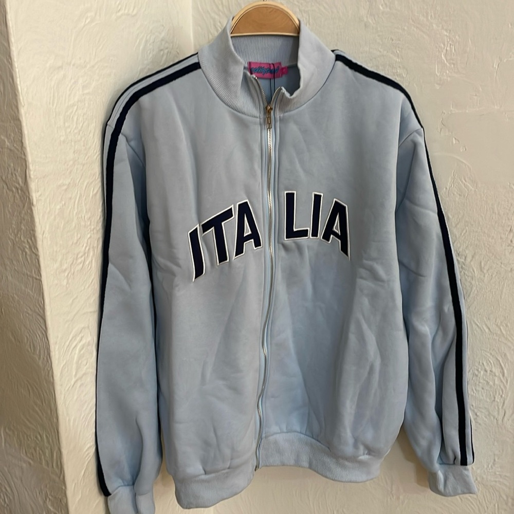 EDIKTED Women's Italy Track Jacket Size L In Light Blue